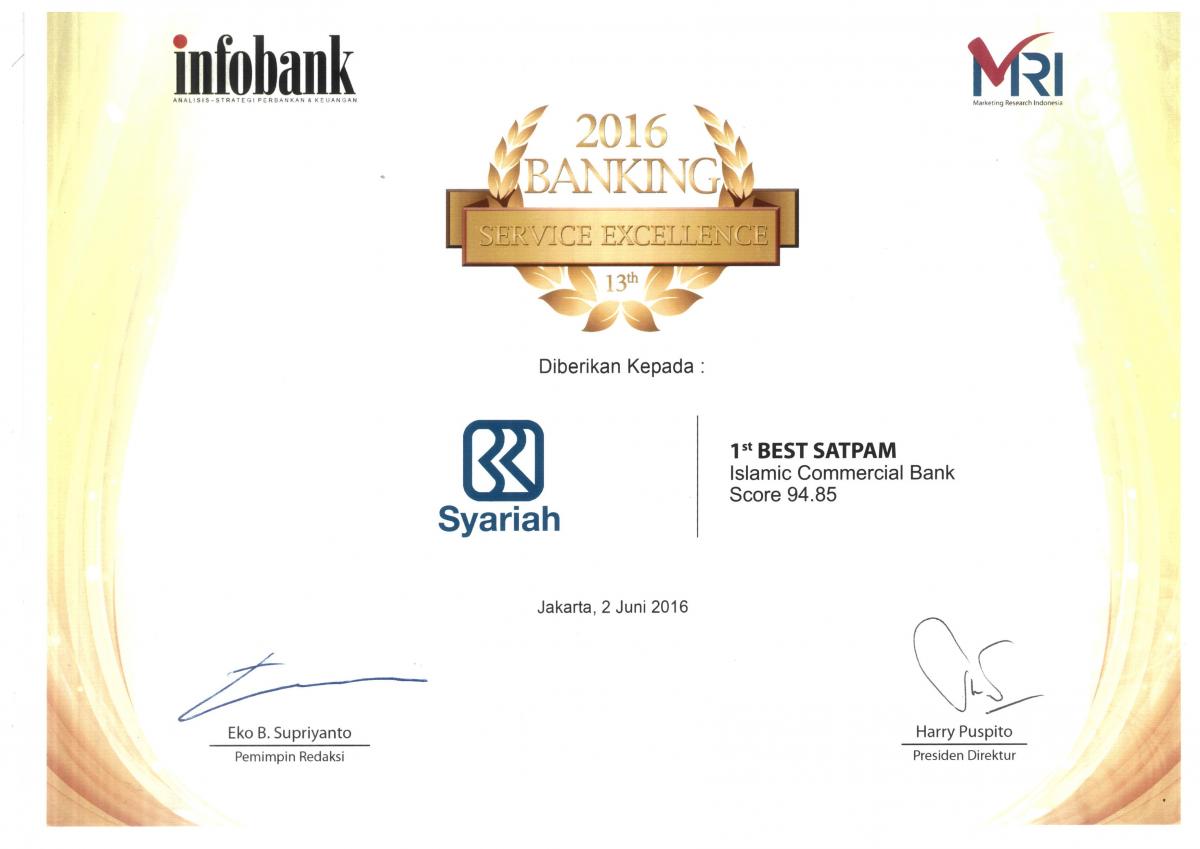 banking excellence- 1st best satpam 2016